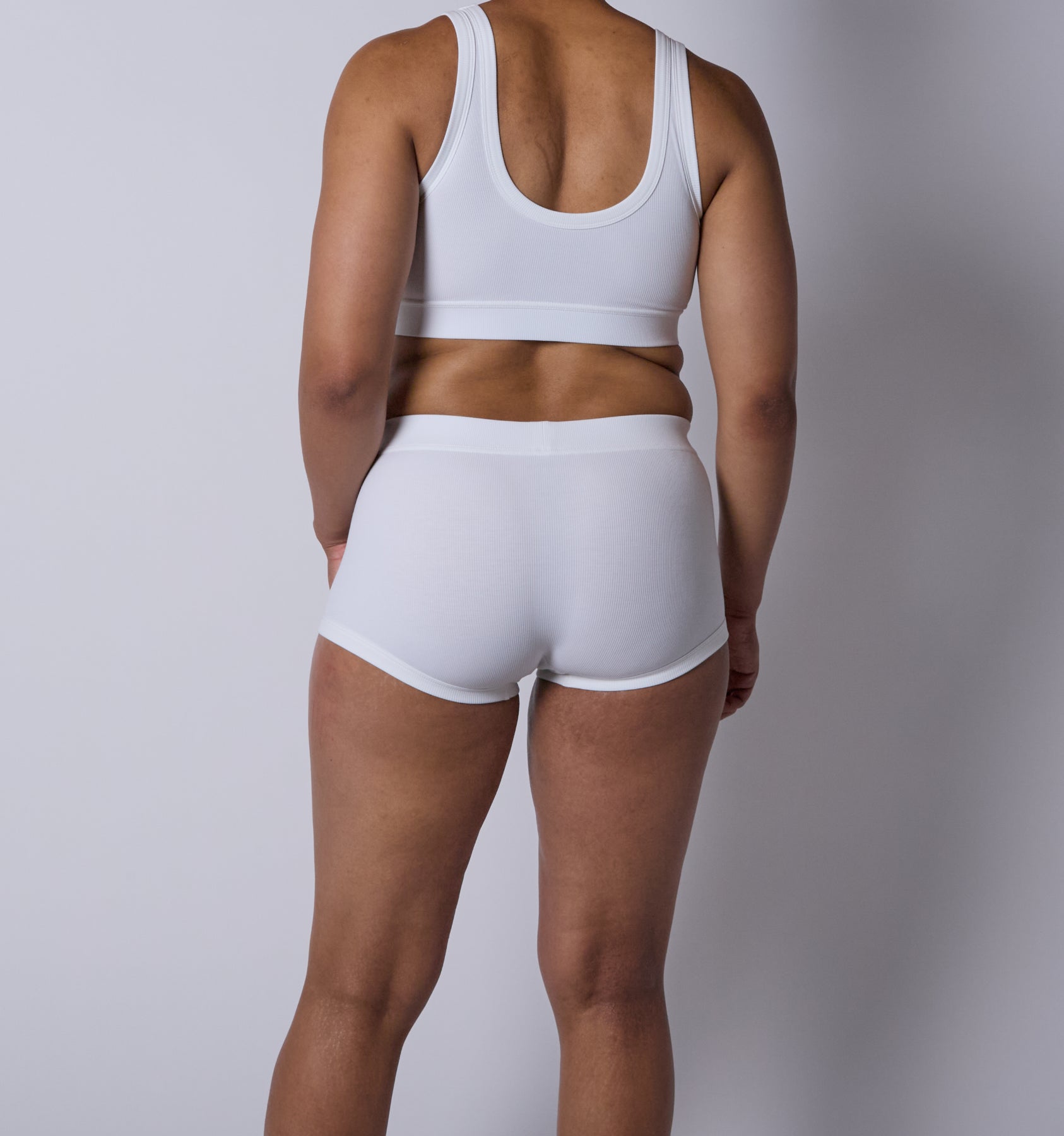 Bamboo Rib Boy Shorts - Bright White - Image 4