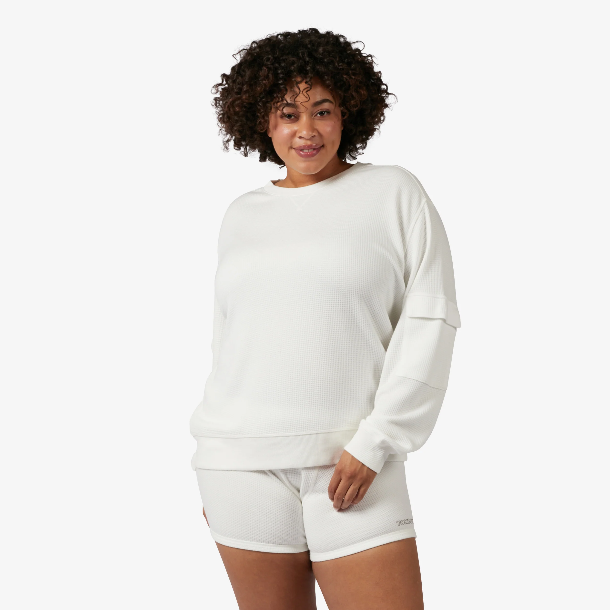 Modal Cloud Waffle Long Sleeve Cargo Crew - Natural - Image 6