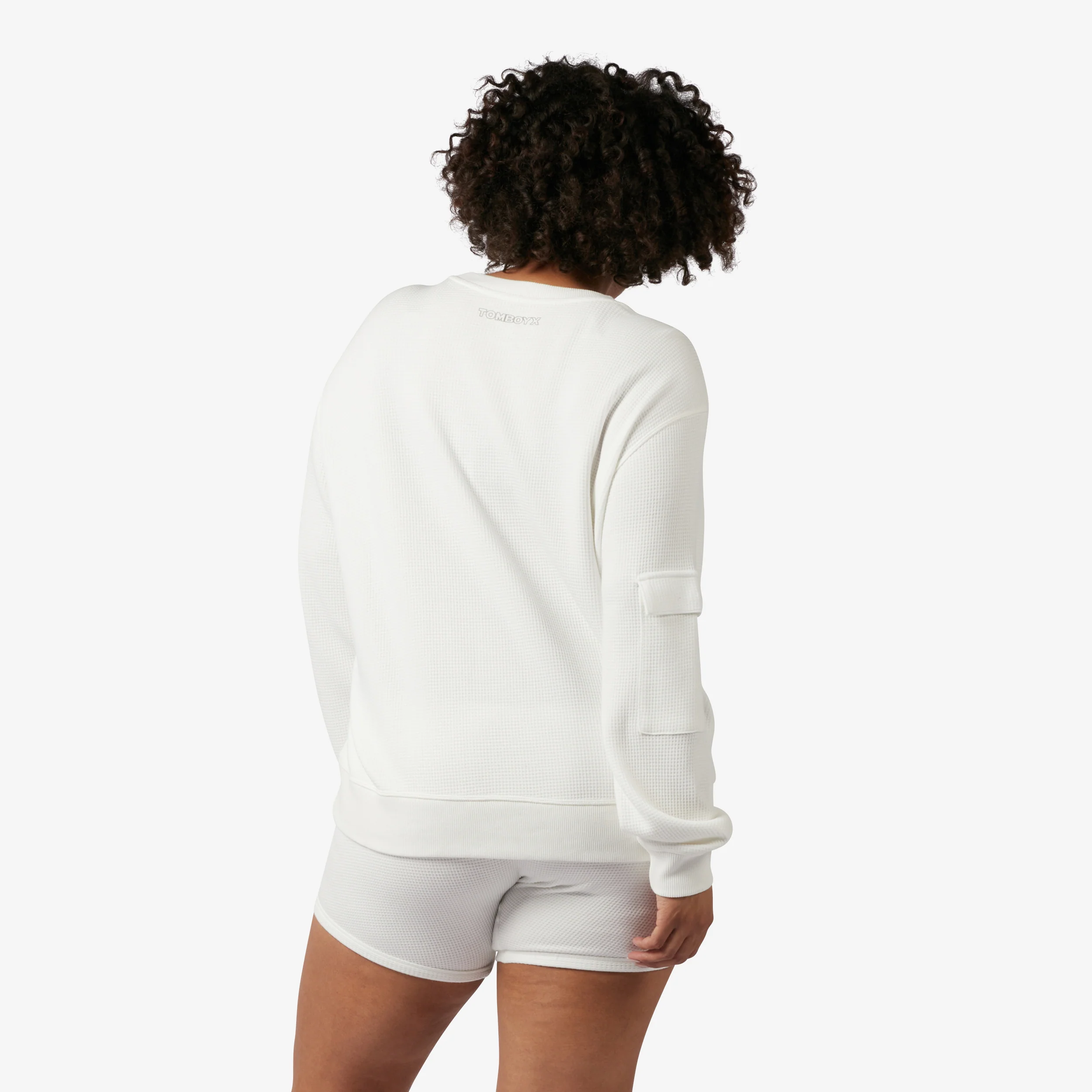 Modal Cloud Waffle Long Sleeve Cargo Crew - Natural - Image 7