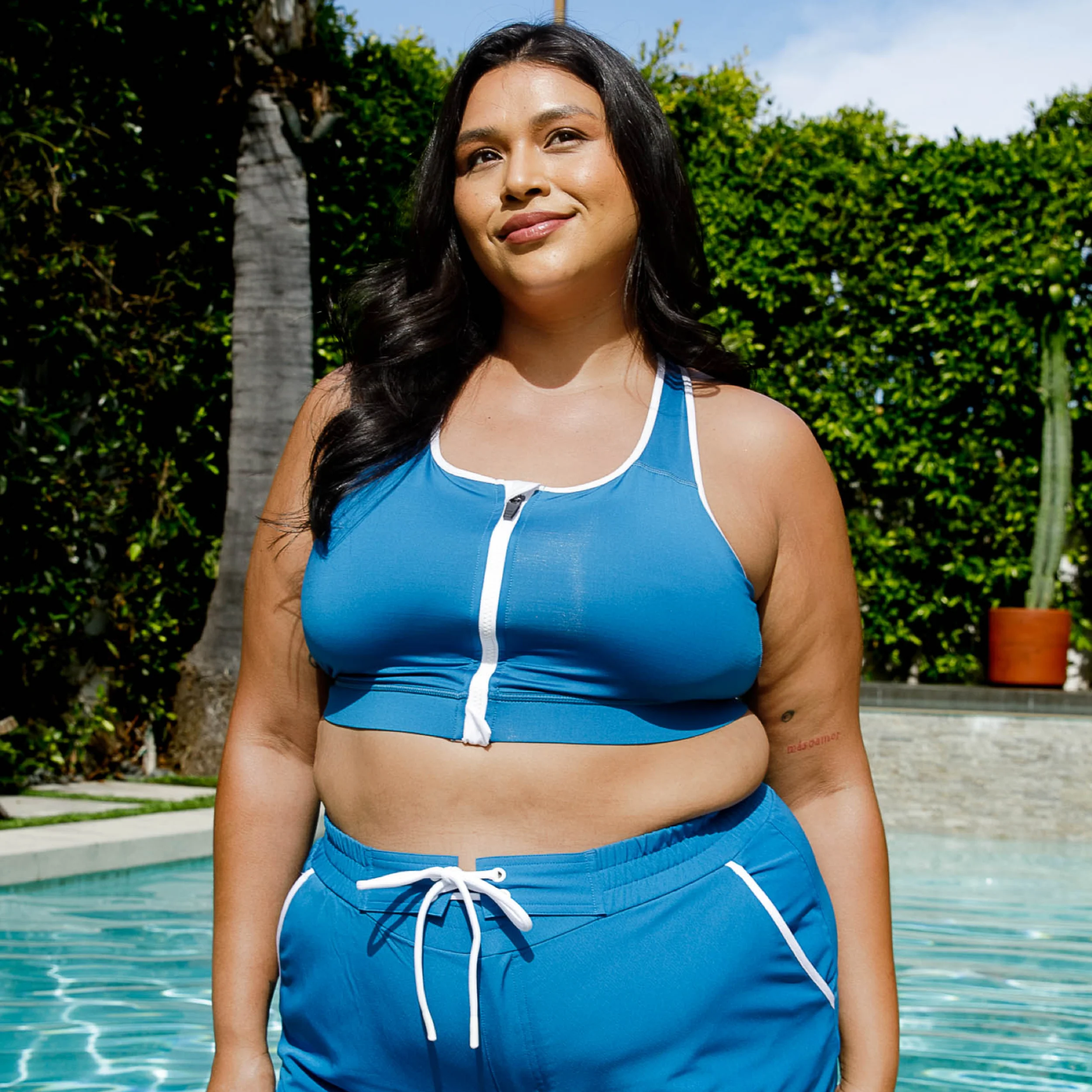 Swim Racerback Zip Compression Top - Marina Blue - Image 6